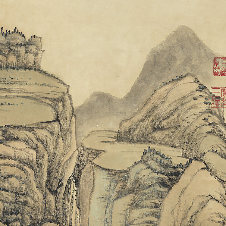 清 张宗苍 松阴高士图 真迹复制品33x76cm台北故宫藏清代山水名画