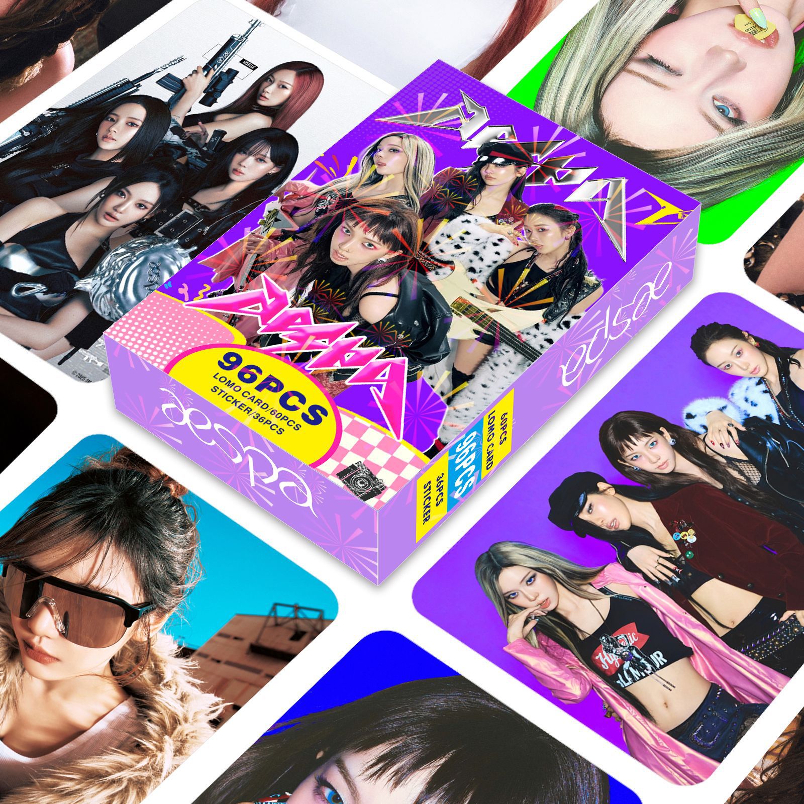 96张小卡女团AESPA周边照片明星迷你贴纸应援LOMO卡珍藏自印贺卡