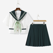 女 学院风百褶裙学生合唱套装 原创新绿三本水手服JK制服长袖 春秋款