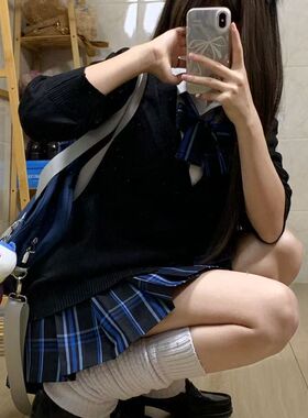 【忧蓝岛屿】jk格裙八月信原创正版校供百褶裙学院风高腰显瘦短裙