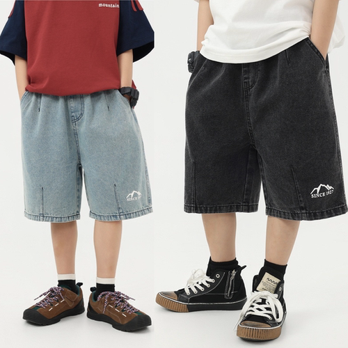 儿童软牛仔五分裤夏季短裤宽松帅