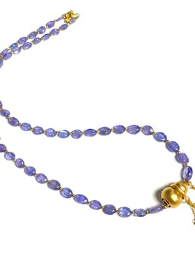 红宝石祖母绿坦桑石满天星18K金葫芦铜钱流苏满天星11*16mm项链