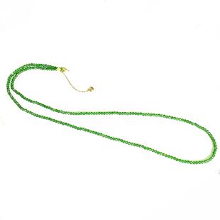 安伯曼高危翡翠满绿切面小米辣素款18K金抽拉项链2-3mm45cm左右