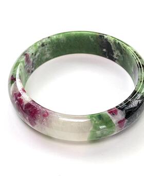 安伯曼缅甸红绿宝石素圈手镯