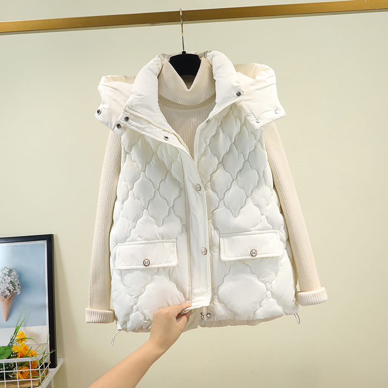 今年新款爆款外穿马夹菱形格坎肩背心大码加厚羽绒棉马甲女冬外套