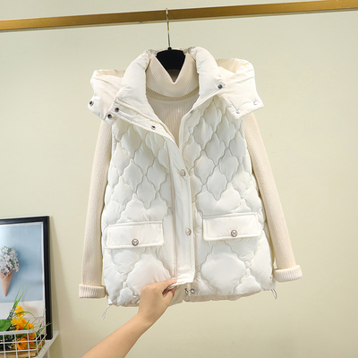 今年新款爆款外穿马夹菱形格坎肩背心大码加厚羽绒棉马甲女冬外套