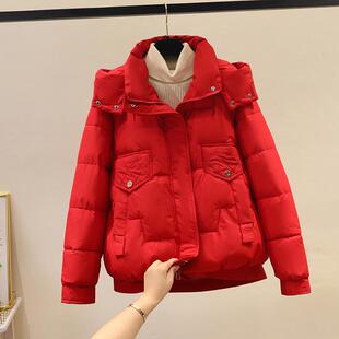 2025冬新款 羽绒棉衣女面包服 可拆卸帽宽松棉袄小个子加厚棉服短款