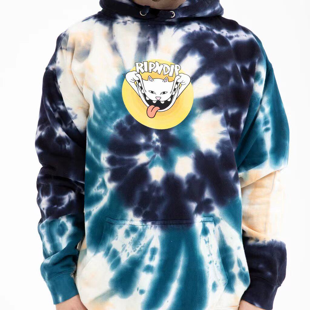 【Ohh】现货RIPNDIP BIG SMILE HOODIE 美潮贱猫连帽卫衣扎染加绒
