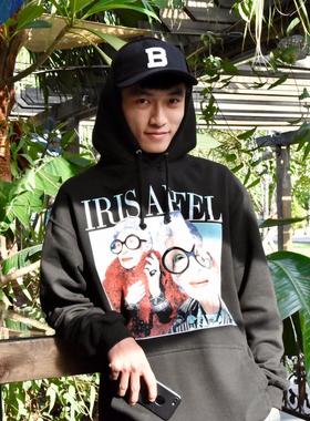 【Ohh】现货HOMAGE TEES IRIS APFEL嘻哈老奶奶男连帽卫衣帽衫