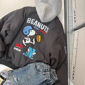 mama studio 儿童新雪丽棉服卡通狗狗绣花连帽可拆夹棉棒球服外套