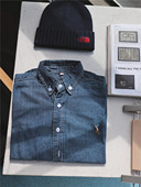 studio 春秋季 儿童亲子美式 mama 复古刺绣牛仔衬衫 天丝竹节棉衬衣