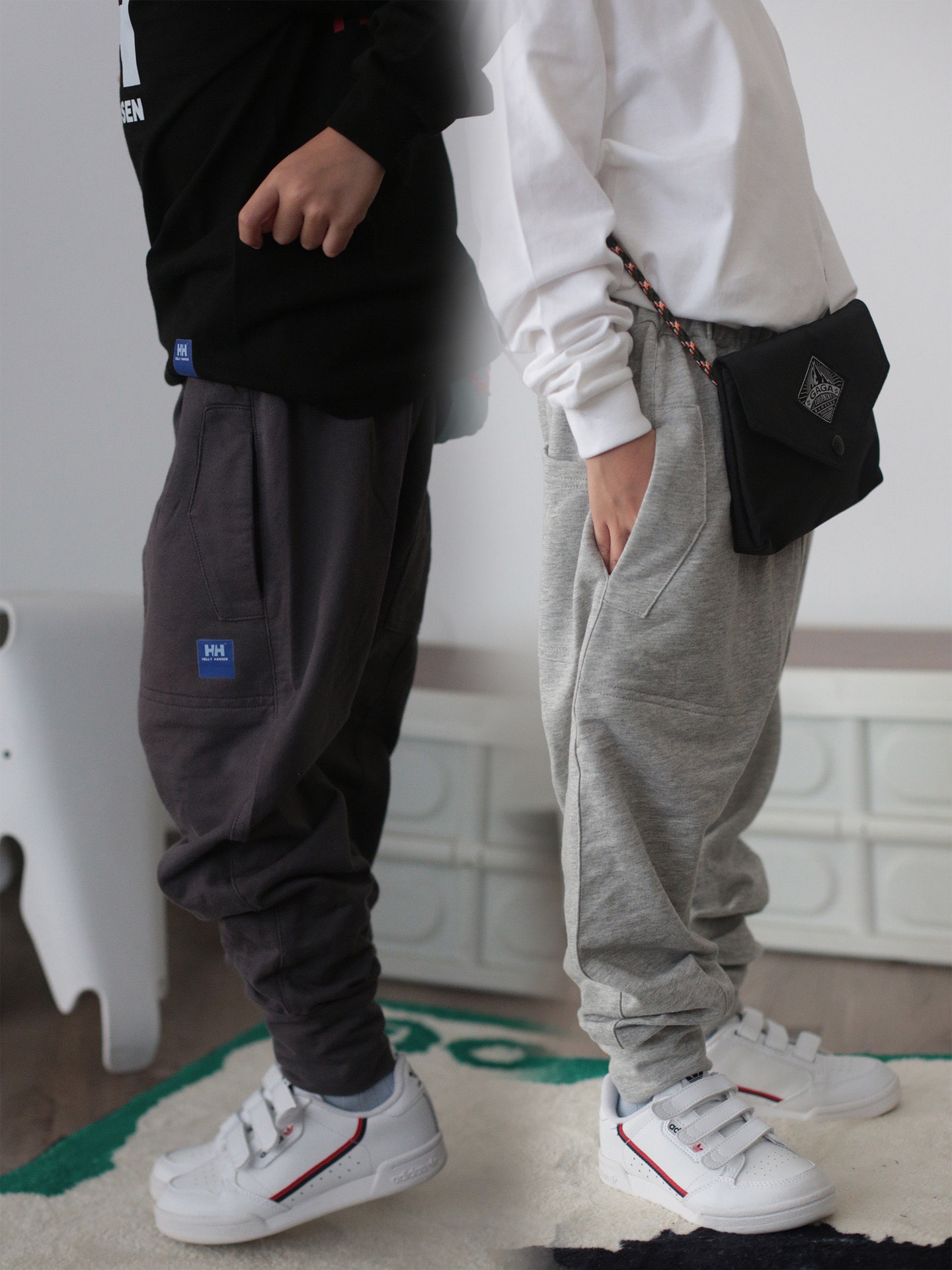 mama studio 春秋儿童精梳棉毛圈卫裤校园运动裤长裤束脚裤哈伦裤