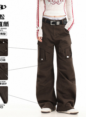 OREETA丨美式复古高街直筒工装裤男女宽松cleanfit休闲阔腿裤子