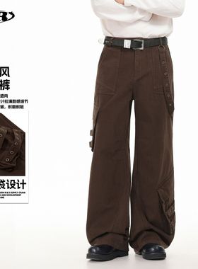 OREETA丨美式复古机能风工装裤男女可穿多口袋耐磨耐脏直筒休闲裤
