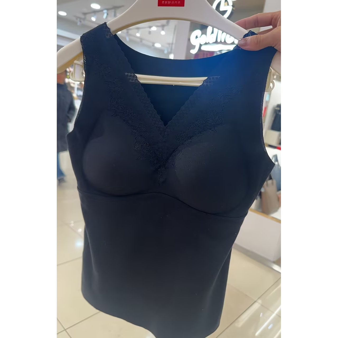 红豆背心女带胸垫 文胸背心一体式  免穿文胸背心 红豆 5N356