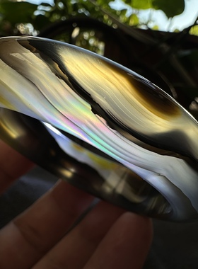 天然巴西水墨花料山水画七彩极光彩虹光虹膜玛瑙手镯意境景观59口