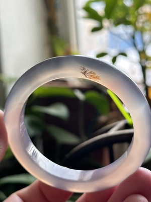 天然紫玉髓草花玛瑙手镯飘花小草柳叶风景意境景观冰透清新57口径