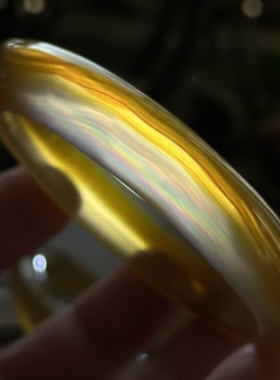 天然巴玉飘红千层丝景七彩彩虹光虹膜玛瑙手镯加厚红韵蜜糖红60口