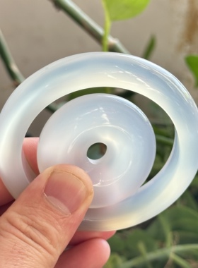 天然马料海洋玉髓高冰高冰白云冰透加厚手镯平安扣一套刚冰冷55.5