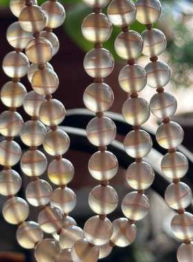 云臻阁天然一线粉冰玛瑙玉髓毛衣链8mm珠子三通坠子项链多圈手串