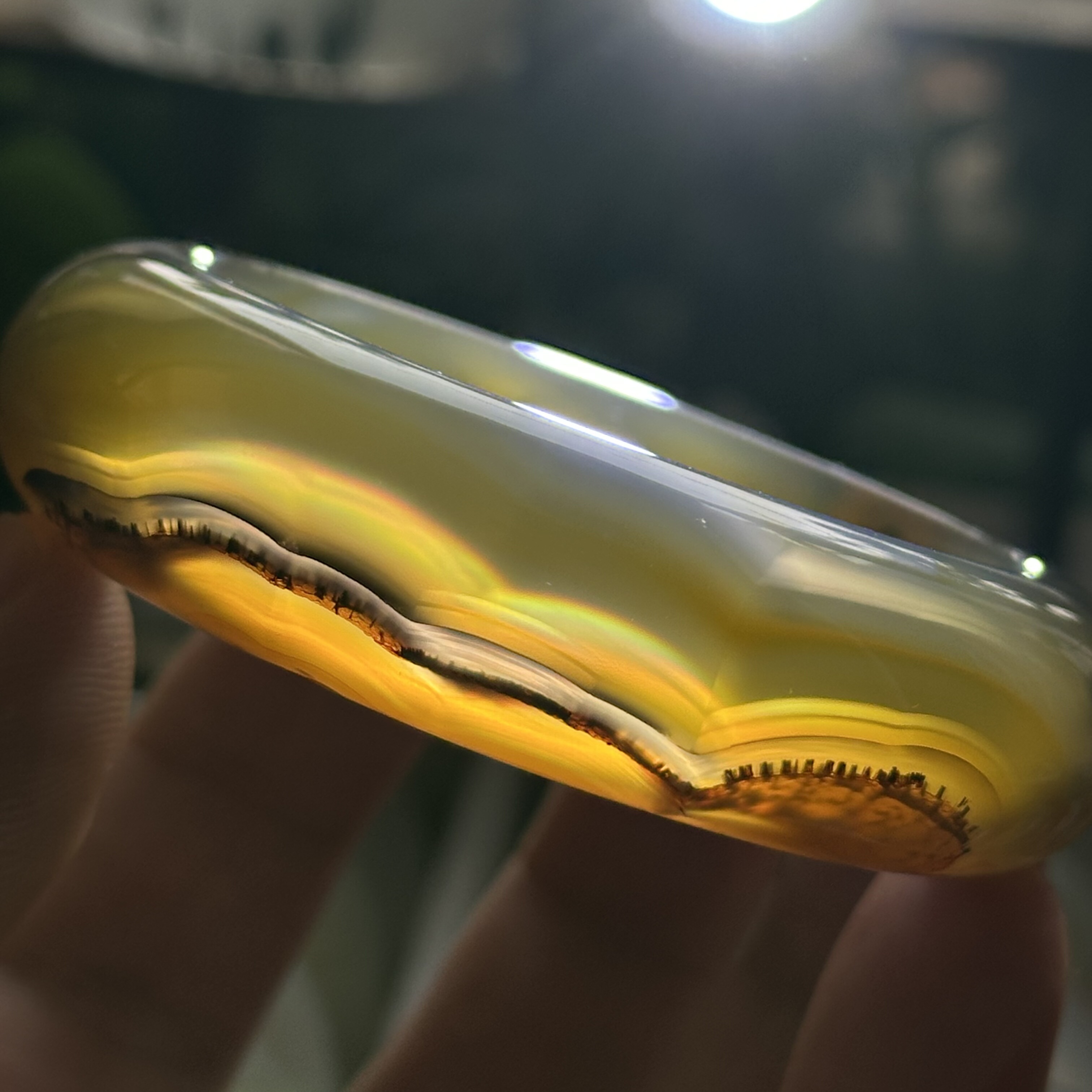 天然巴西巴玉刺景火焰山长城风景七彩极光彩虹光虹膜玛瑙手镯57口