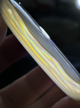 天然七彩极光彩虹光虹膜玛瑙手镯马料白冰俏色一线满圈多彩镯60口