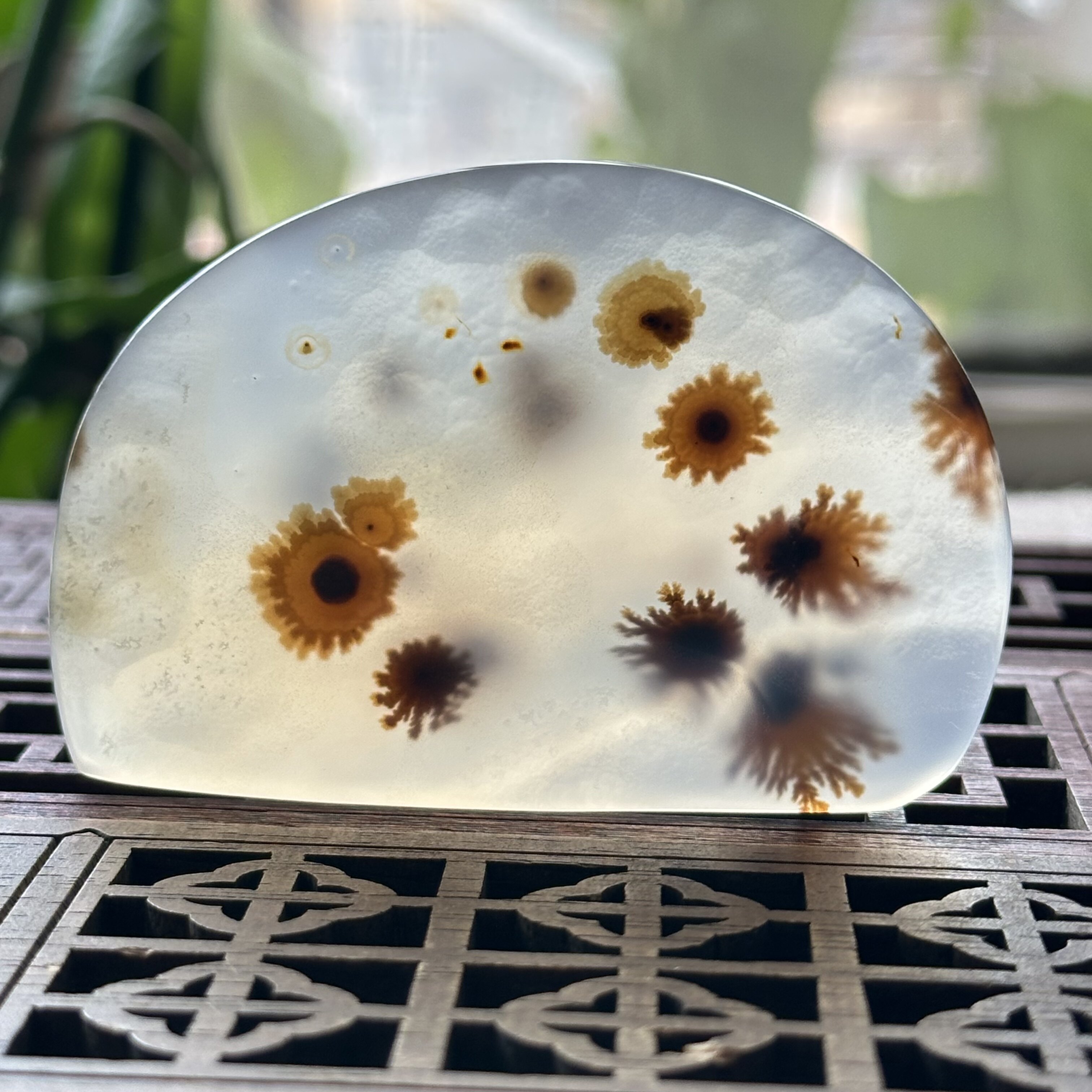 天然马料海洋玉髓高冰白冰草花十朵大花原石玛瑙随型摆件手把件