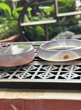 天然紫玉髓紫金花顶花白云冰透玛瑙手镯镯心一套手镯58口径