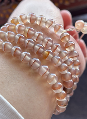 云臻阁天然巴西高冰玛瑙一线红圆珠多圈毛衣链手串108玛瑙项链