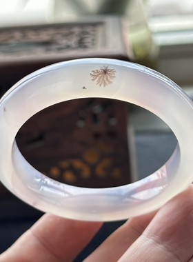 云臻阁高冰紫玉髓草花花朵冰透清新玛瑙手镯飘花小碎花53口径