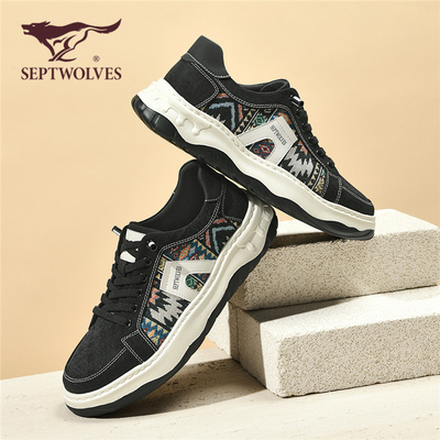 七匹狼男鞋2026新款夏季透气休闲鞋男士百搭厚底板鞋透气小众潮鞋
