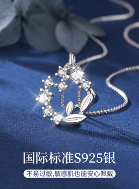 s925纯银幸运花环麦穗项链气质小众设计女锁骨链七夕情人节送女友