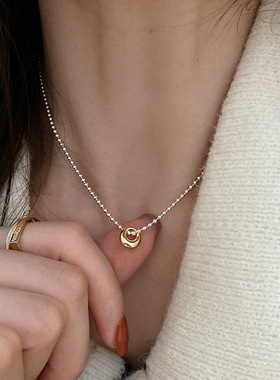 冷淡风圆形金属吊坠项链女韩国复古个性简约百搭气质颈链锁骨链
