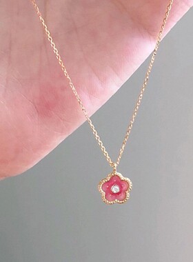 925小桃花项链女温柔仙气粉色花朵项坠夏季日常可佩戴锁骨链