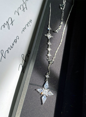 Versa璀璨宝石小众设计项坠女镀18K金八心八箭锆钻星光项链耳钉