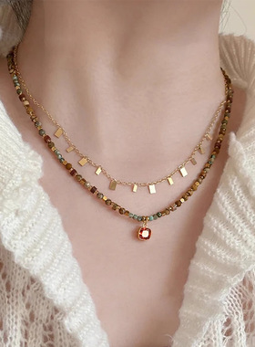 天然石项链简约高级感锁骨链女轻奢小众不掉色多巴胺串珠颈链