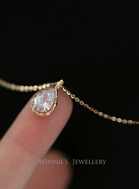 夏天新宠是她925纯银镀k金轻奢复古氛围感水滴锆钻吊坠敲闪美晕