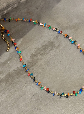 天然彩色贝壳多巴胺项链轻奢小众秋冬锁骨链配饰女高级感颈链饰品