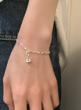 韩国s925纯银猪鼻子手链女冷淡风小众简约百搭手串时尚高级感手饰