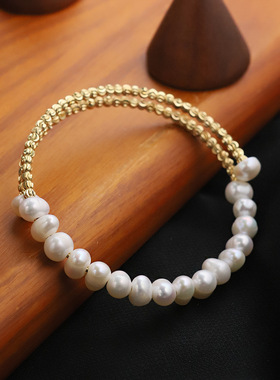 明星同款淡水珍珠气质手链女套装高级小众镯子时尚百搭手串珠串