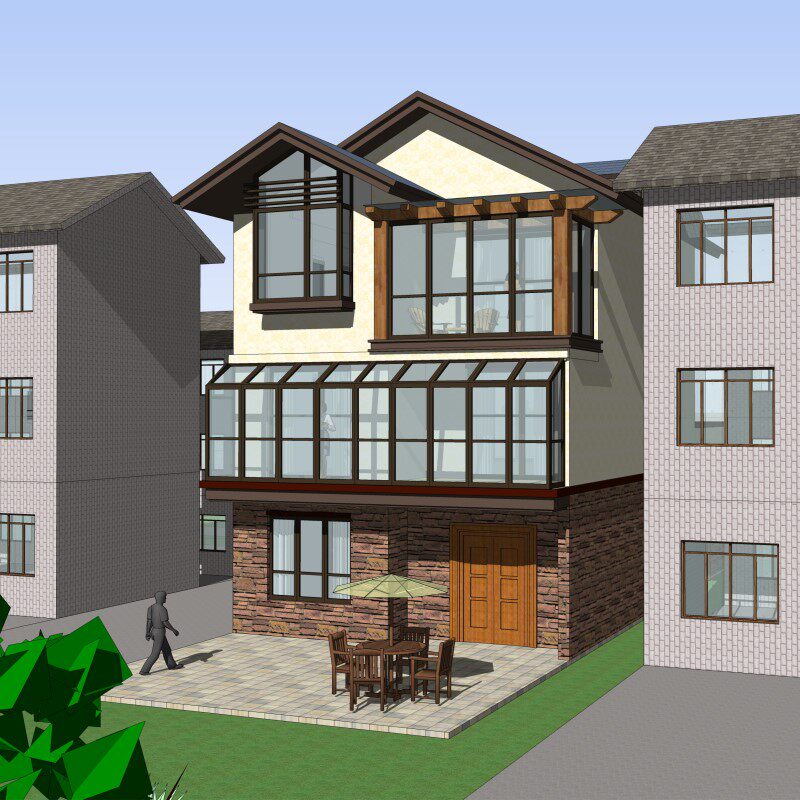 房先生雅住 8米小面宽三层日式风格自建房别墅设计图纸 带电梯