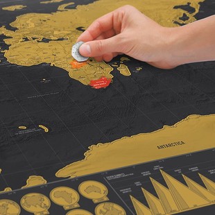 可标记旅行刮刮地图客厅墙贴壁画挂画世界旅游足迹打卡轻奢装饰画