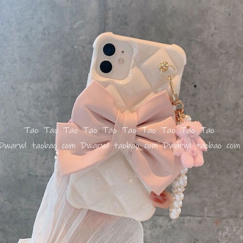 甜美少女ins复古珍珠链条可爱小熊适用iPhone17pro max手机壳苹果16plus小众15日韩14Plus软13网红12全包11Pr