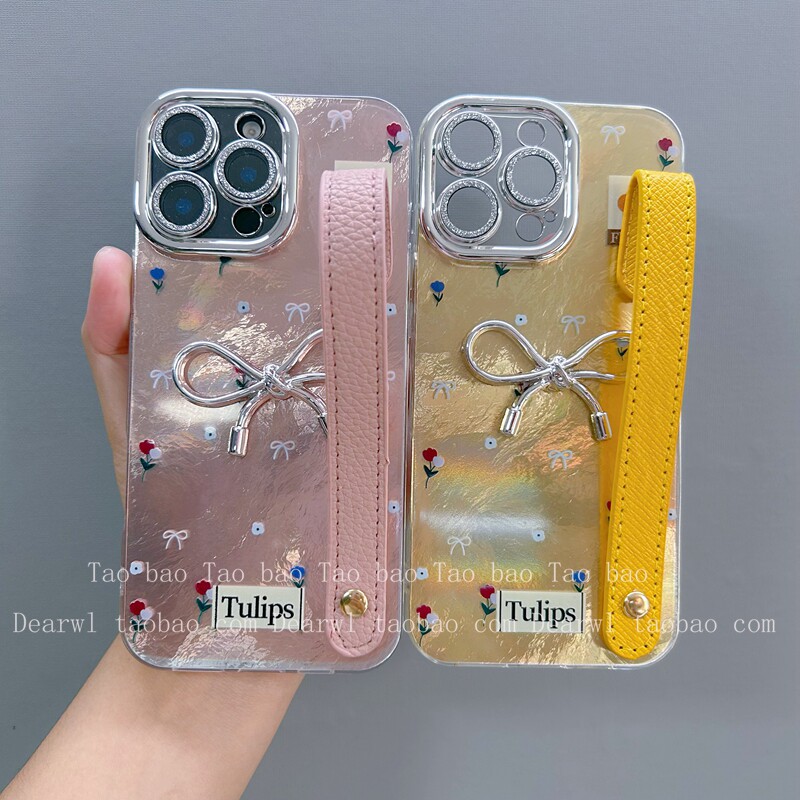 ins小众闪粉流动珍珠猫咪支架手提挂绳适用iPhone16手机壳苹果15pro max新款14软13女款ip9