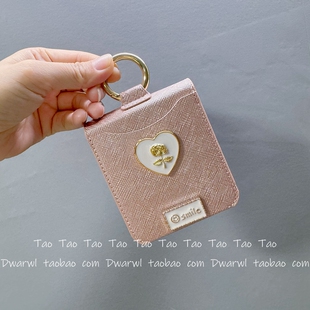 高级感玫瑰金指环扣皮质卡包smile适用华为pocket2手机壳新款pockets折叠屏网红可爱p50翻盖防摔保护套女款潮