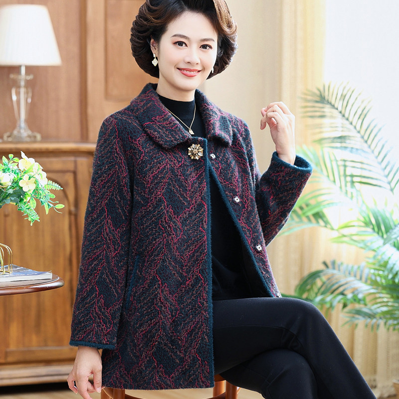 中年妈妈颗粒绒棉衣加绒加厚外套女中老年女装2023新款棉服秋冬装