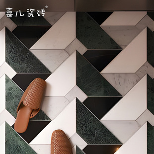 会所玄关民宿酒店大堂水刀拼花石材马赛克卫生间阳台厨房定制地砖