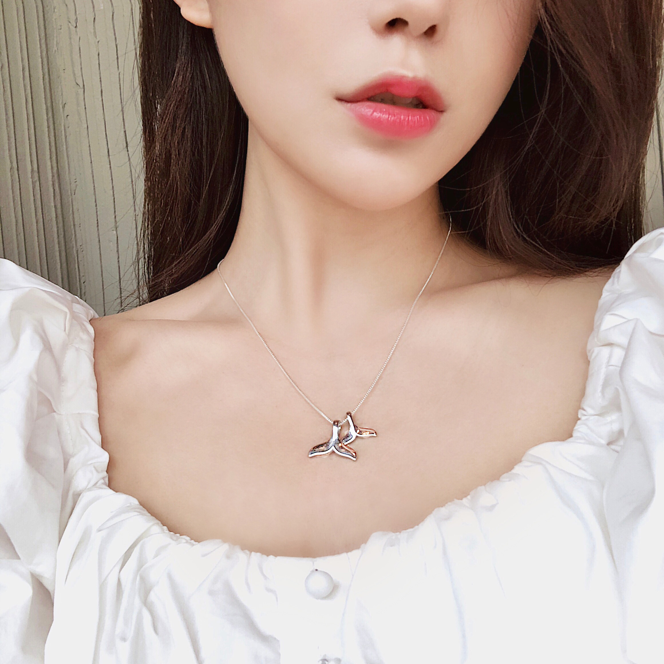 前任4林佳同款鱼尾项链女纯银海豚简约锁骨链轻奢小众个性吊坠
