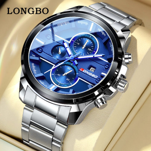 Longbo men's watch casual business steel band fashion Wristw