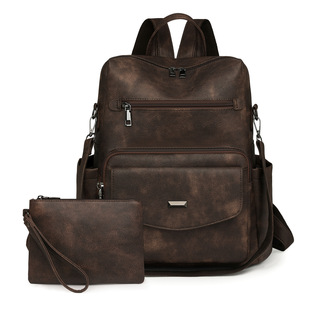 Cross-border women's large capacity backpack set retro mothe